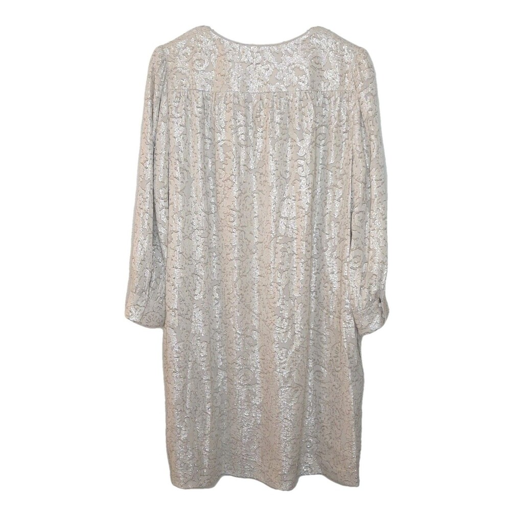 NEW Elizabeth & James Dress Beige Women Size 6 Sparkle Shift Dress LS $425 Silk - Picture 10 of 13